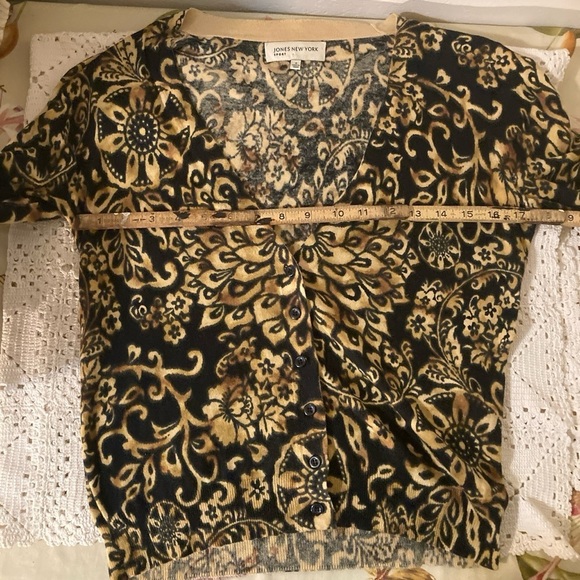 🌈 Jones New York Dahlia mandala v neck cotton cardigan small - Picture 3 of 6